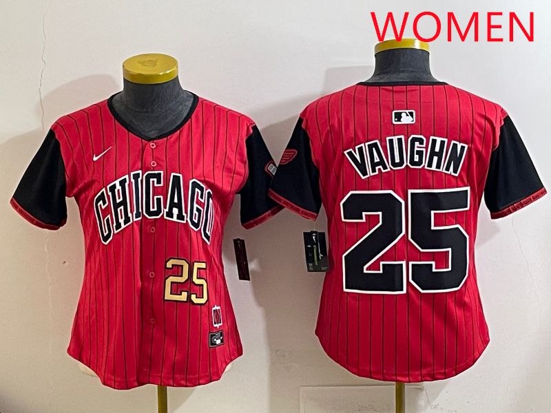 Women 2025 Chicago White Sox #25 Vaughn Red Joint Name Nike MLB Jersey style 24